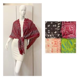 Set of 4 Zoe Madison Floral Paisley Bandana Oversize Square Scarves : New w/ Tag